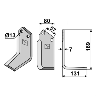 Kuhn fræserkniv (hul Ø13,0) højre
